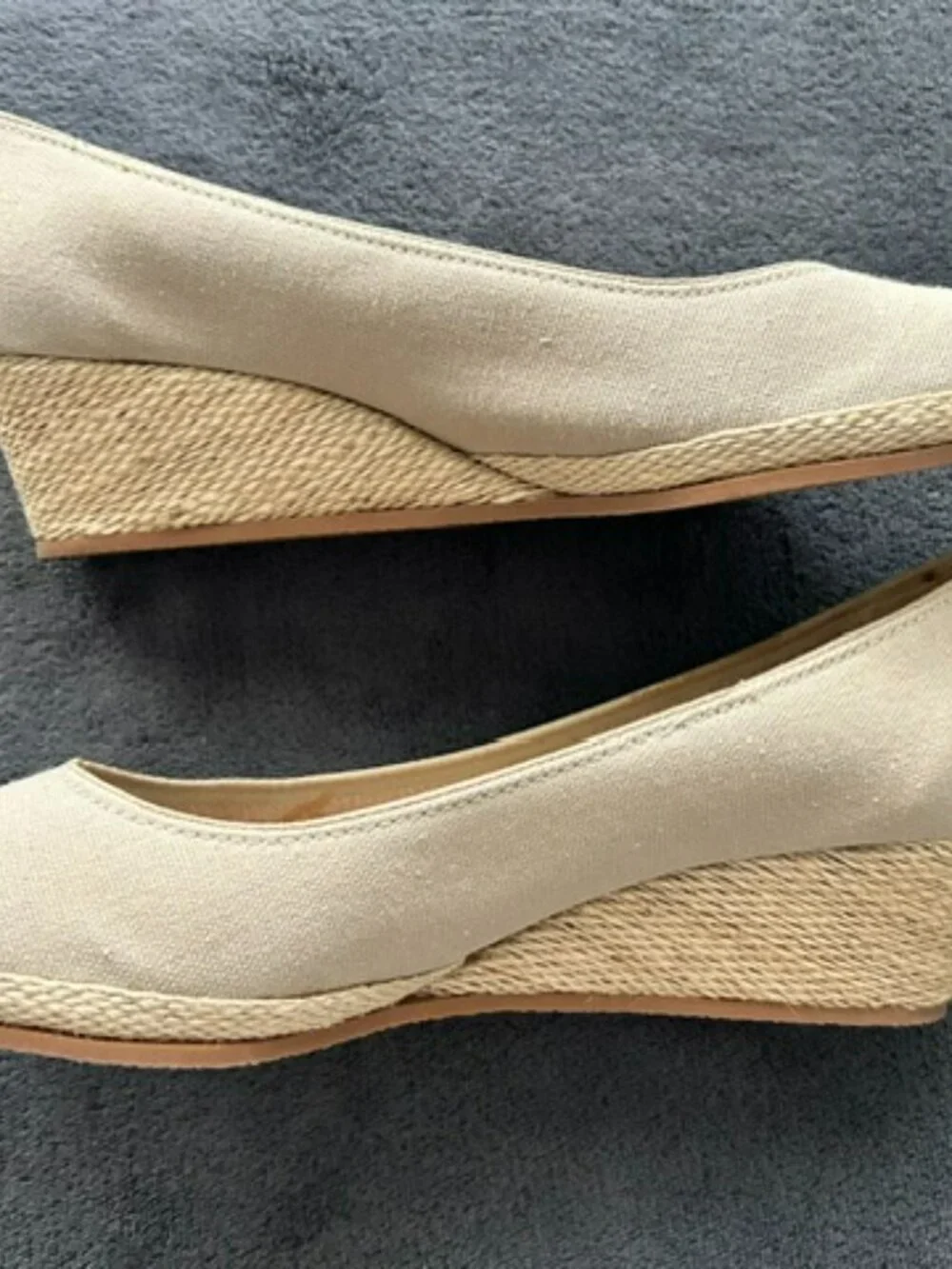 L.L.Bean Women's Khaki Espadrille Wedges, Size 7.5M
